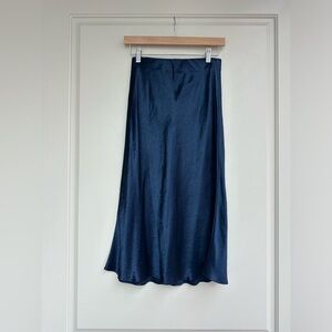 Aritzia Babaton Slip Satin Midi Skirt 4 Navy